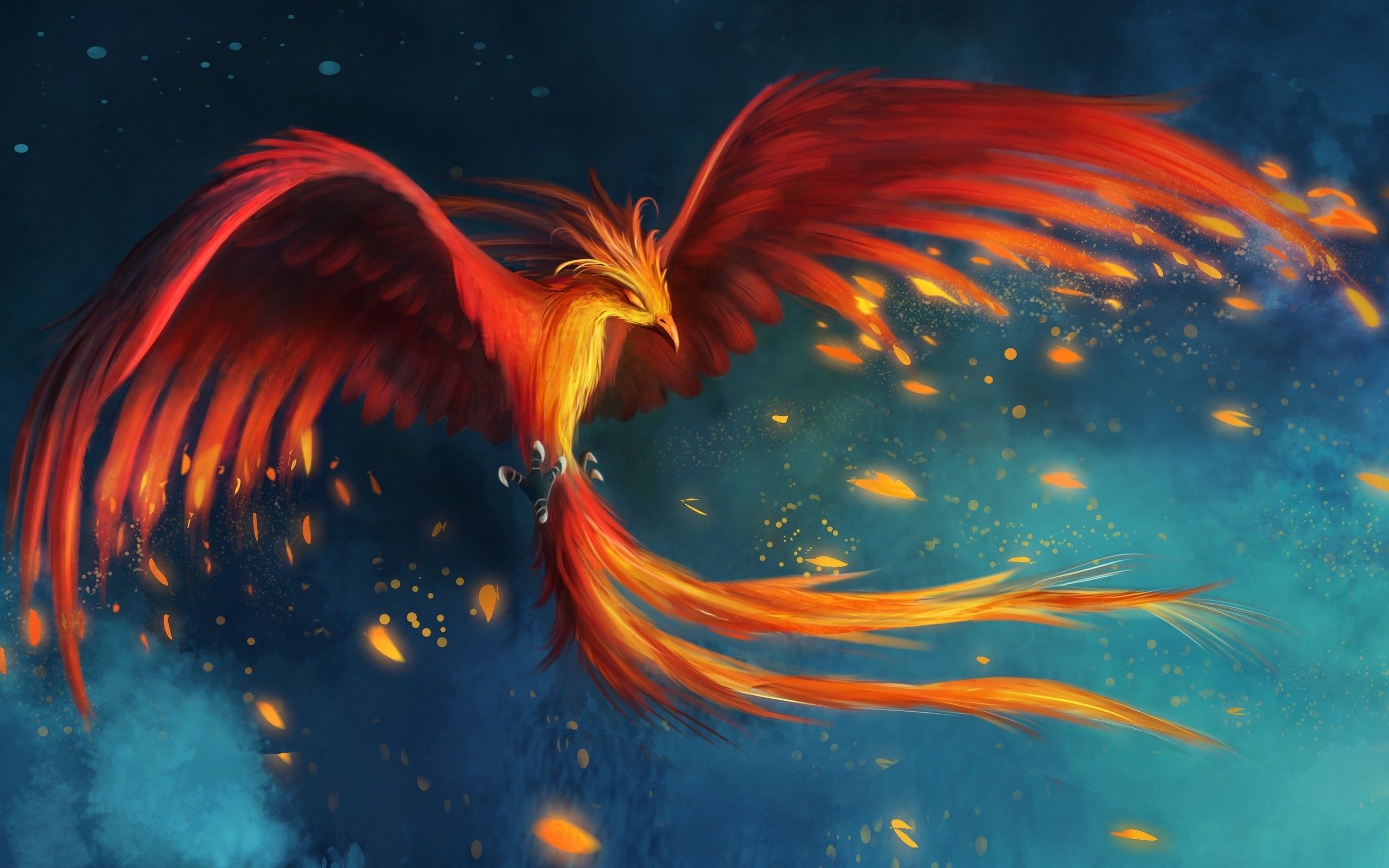 Le Phoenix mythique expand ses ailes enflammées et prend son envol.